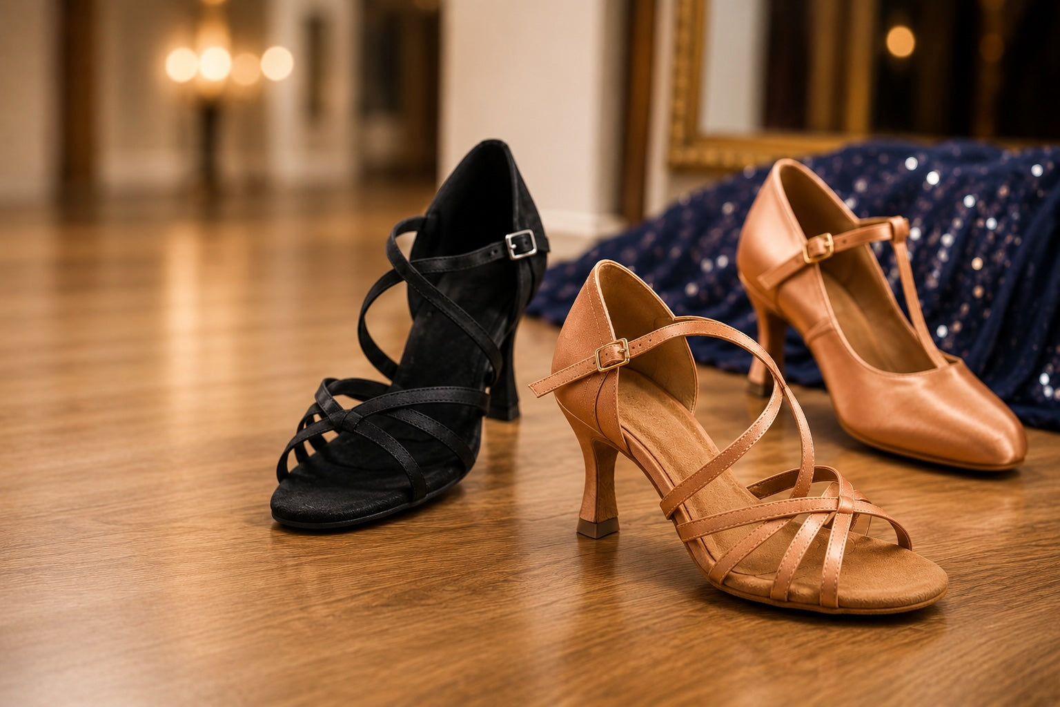 Ladies ballroom and Latin dance shoes for social dancing, ballroom classes, practice and competition in Ireland.