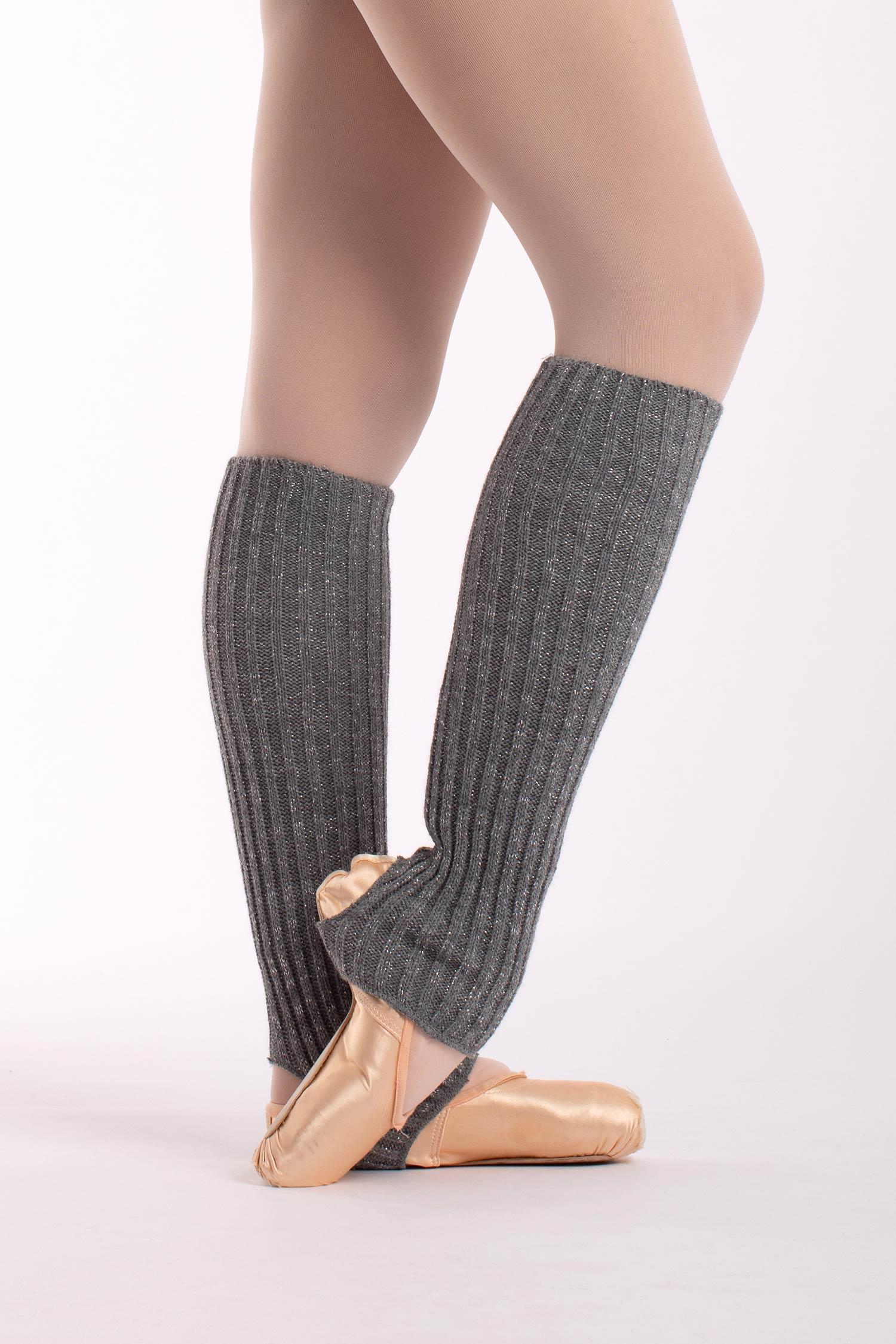 Short Stirrup Legwarmers with Metalic Thread - 2663 - Grey image