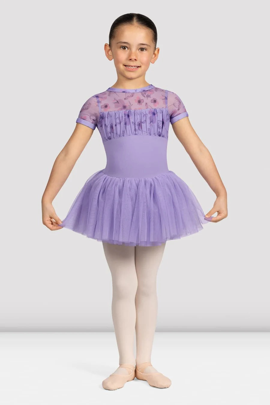 Girls Belle Floral Cap Sleeve Tutu Dress CL4282 - Lilac, Age 4-6 image