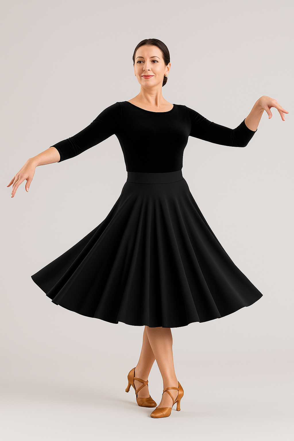 Ladies Dance Skirt – Mirella Elegant Black Circle Skirt MS23 image 1