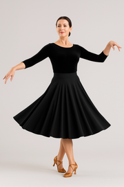 Ladies Dance Skirt – Mirella Elegant Black Circle Skirt MS23 image 1