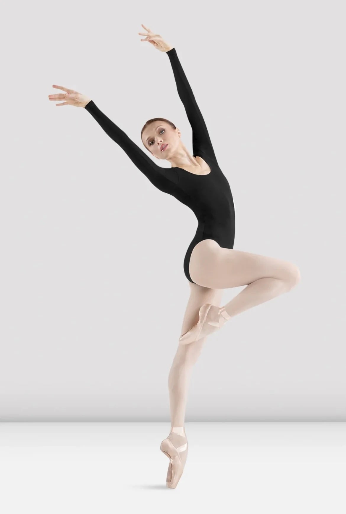 Black ballet leotard ladies long sleeve Bloch L5409 back view scoop back