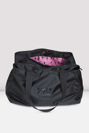 Bloch A310 black dance tote bag showing compartments and pink lining