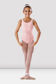 Girls pink ballet leotard Bloch BU101C front view with belt