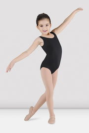 Girl wearing Bloch Dynamic black tank leotard CL5605 front view