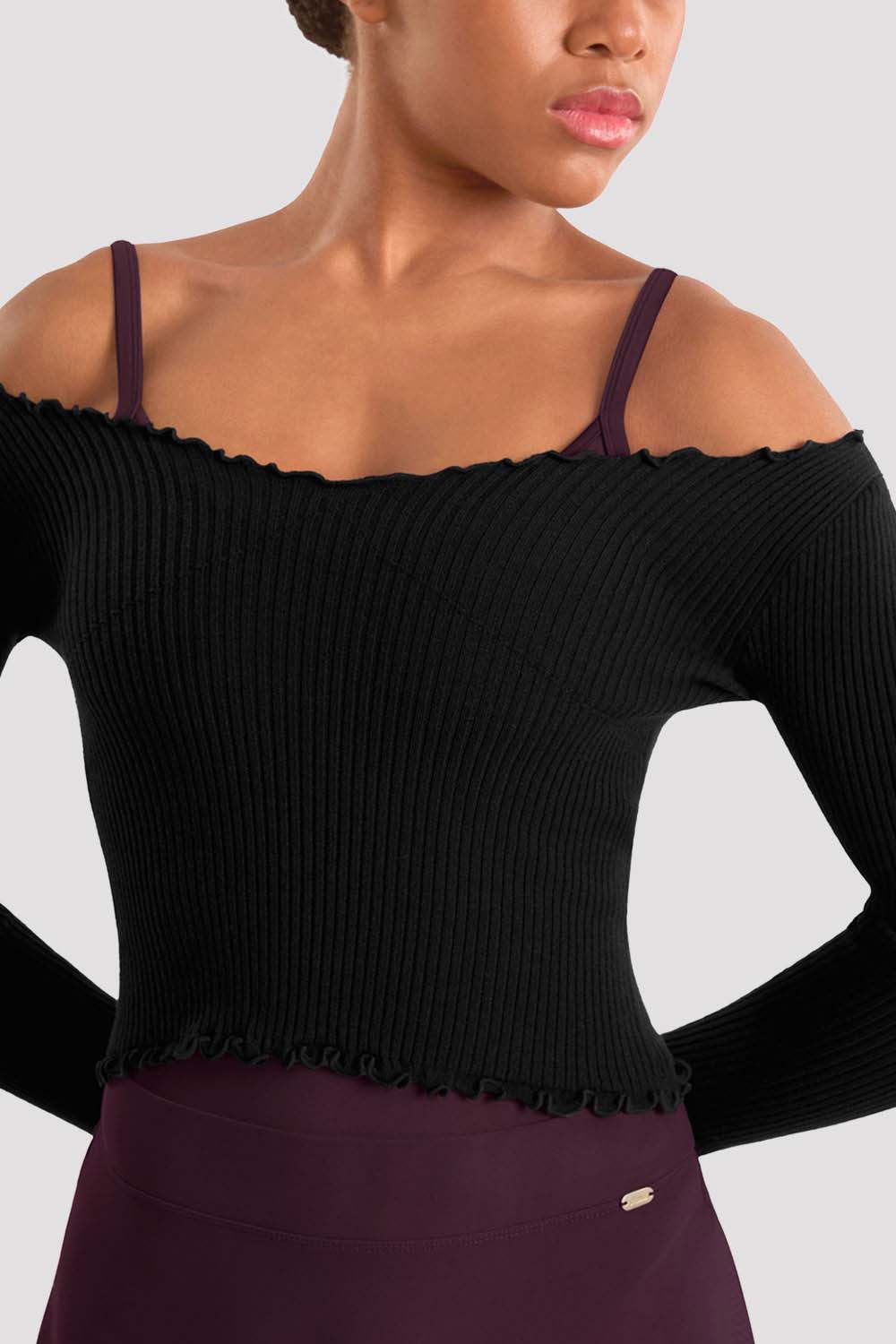 Close-up detail of Bloch Mirella Adagio Mesh Ballet Skirt MS10005 in Merlot