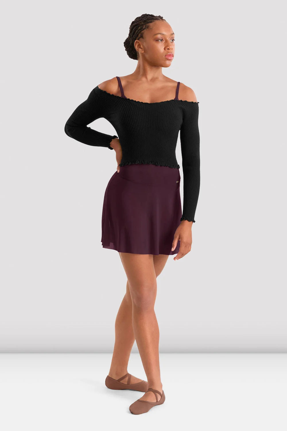 Bloch Mirella Adagio Mesh Ballet Skirt MS10005 in Merlot front view