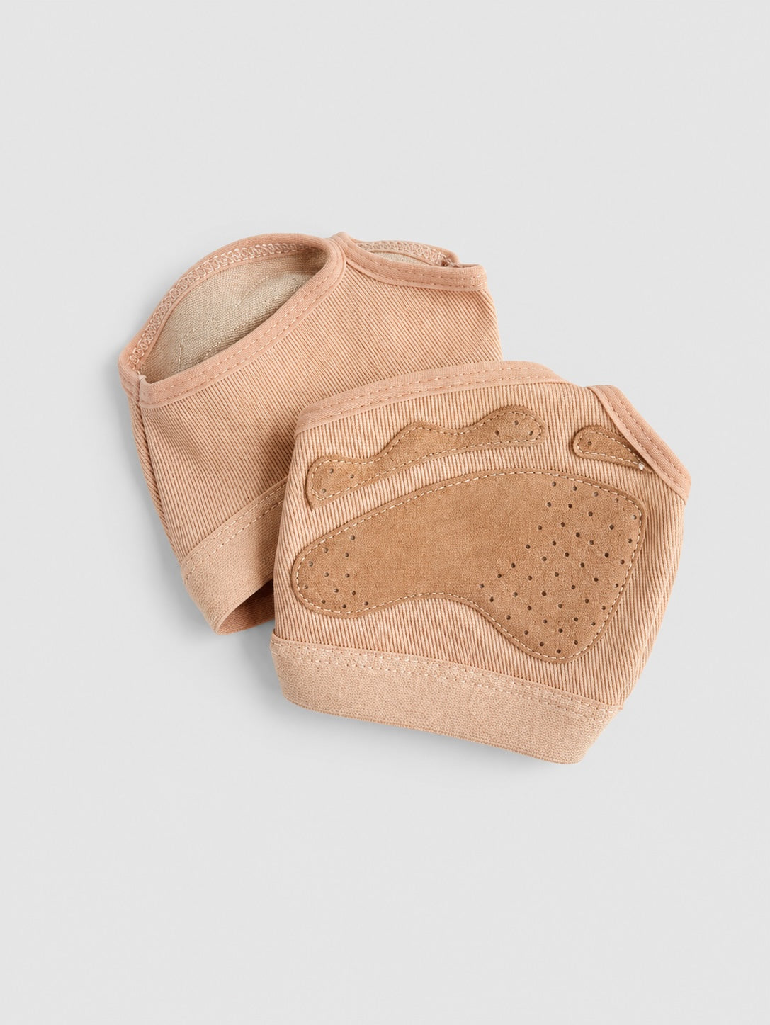 Bloch Orbit stretch canvas foot glove pair showing suede grip sole pads