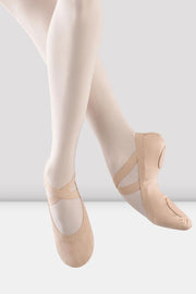 Bloch Pro Elastic canvas split sole ballet shoes pink worn pair