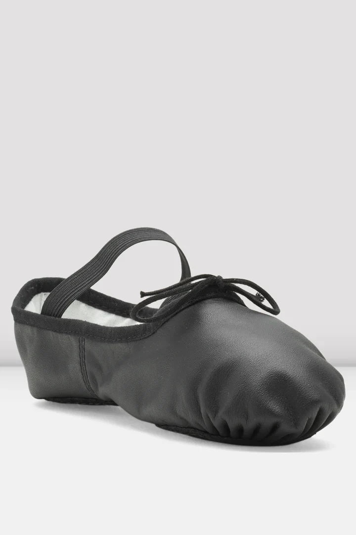 Bloch S0209L adult black leather ballet shoes angled view