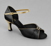 Bloch S0833SA black and gold ballroom dance shoe with diamante buckle detail.