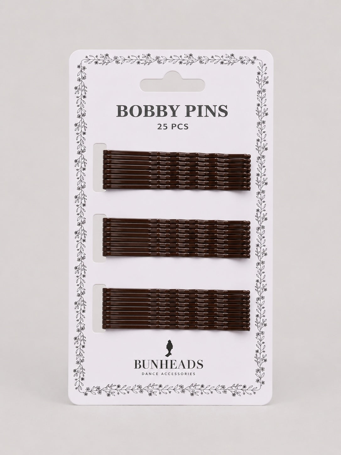 Dark brown Bunheads ballet bobby pins for secure dance buns and performance hairstyles”