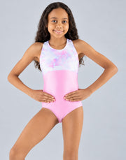 Capezio 12200C Pixel Pop Star Swirl girls gymnastics leotard pink front view