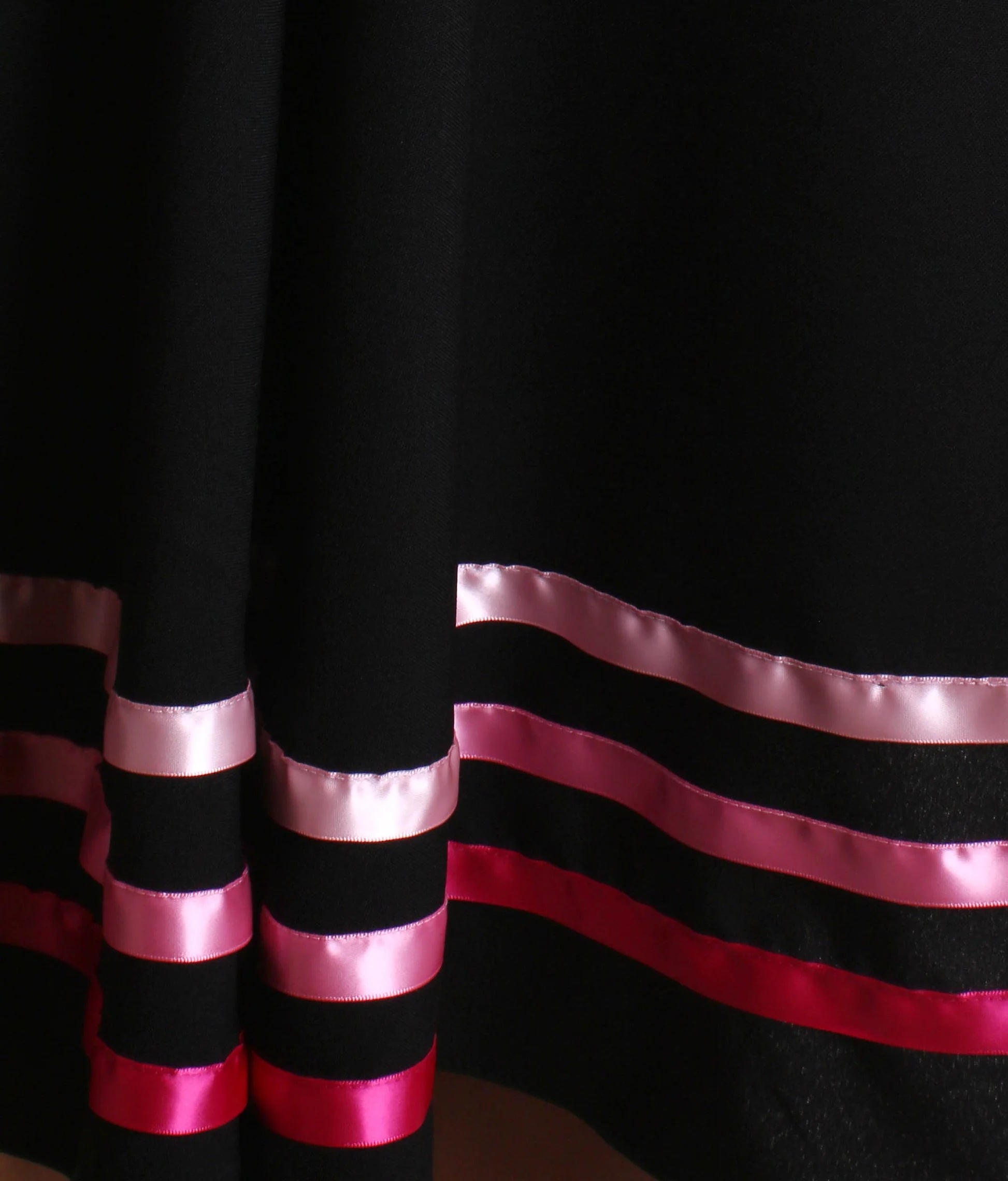 Close-up of ribbon detail on pink RAD & ISTD approved character dance skirt
