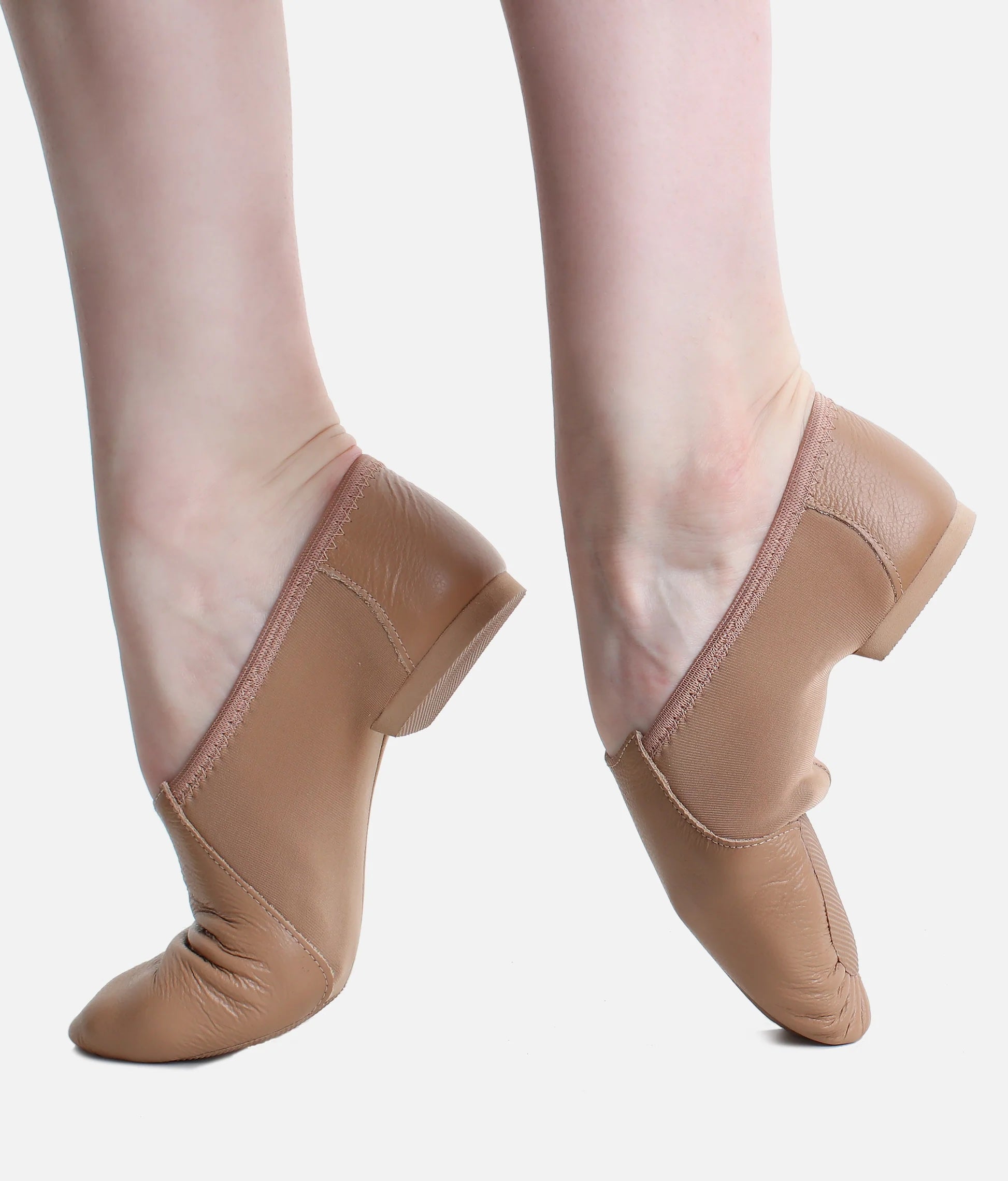 Children's So Danca JZ76 caramel split sole jazz shoes side view
