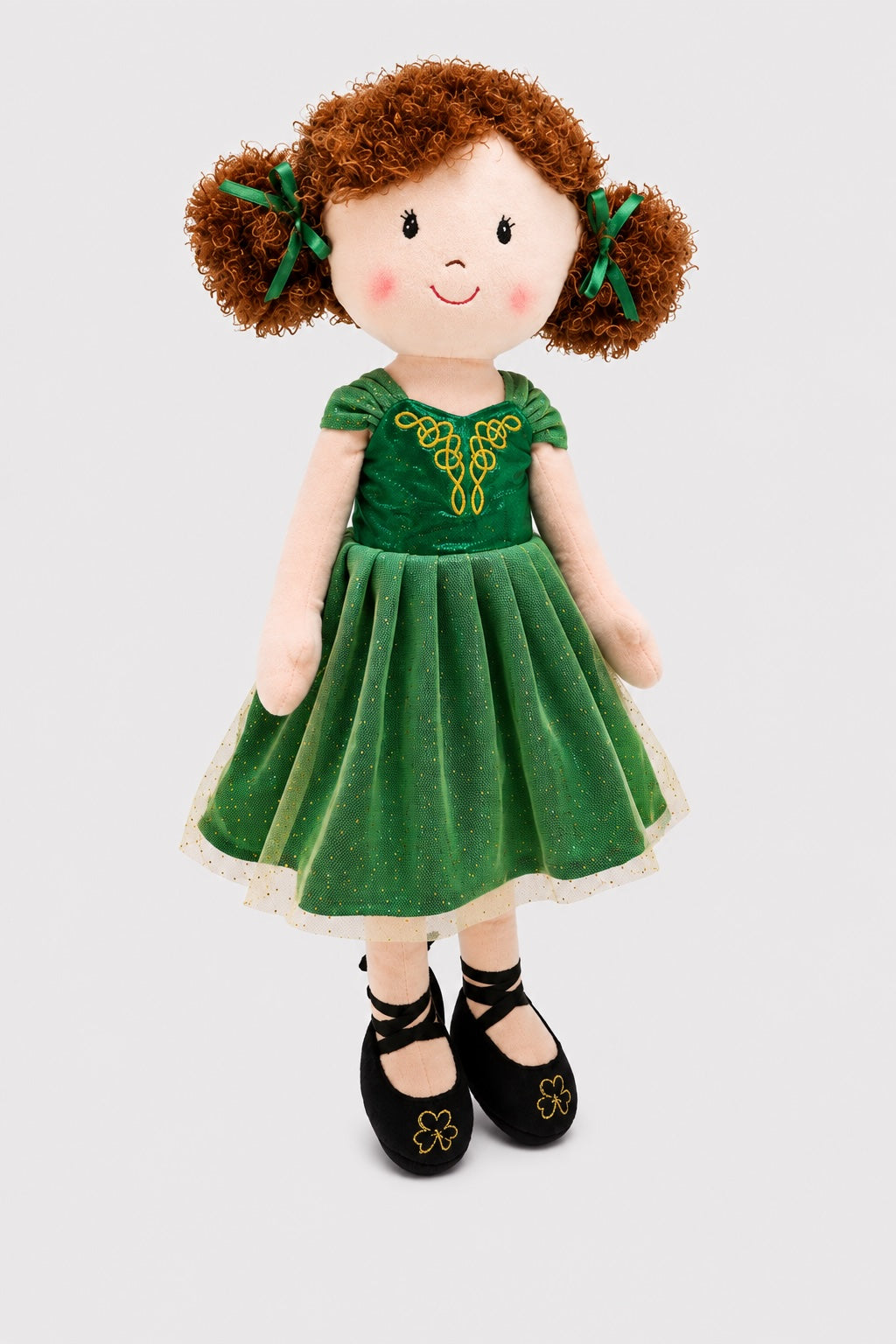 Daydream 35cm Irish dancing doll in green dress with Celtic detailing and curly hair