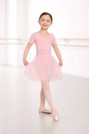 Pink ballet wrap skirt girls chiffon worn in studio with elastic waistband