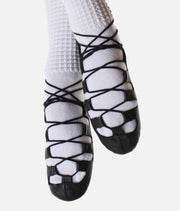 Goleen Irish dancing pumps for children black full sole front view worn