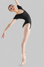 Black ballet leotard ladies cap sleeve Bloch L5402 front view