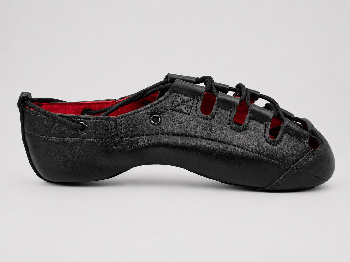 Hullachan Pro H4 split sole Irish dancing pumps black side view with arch support profile