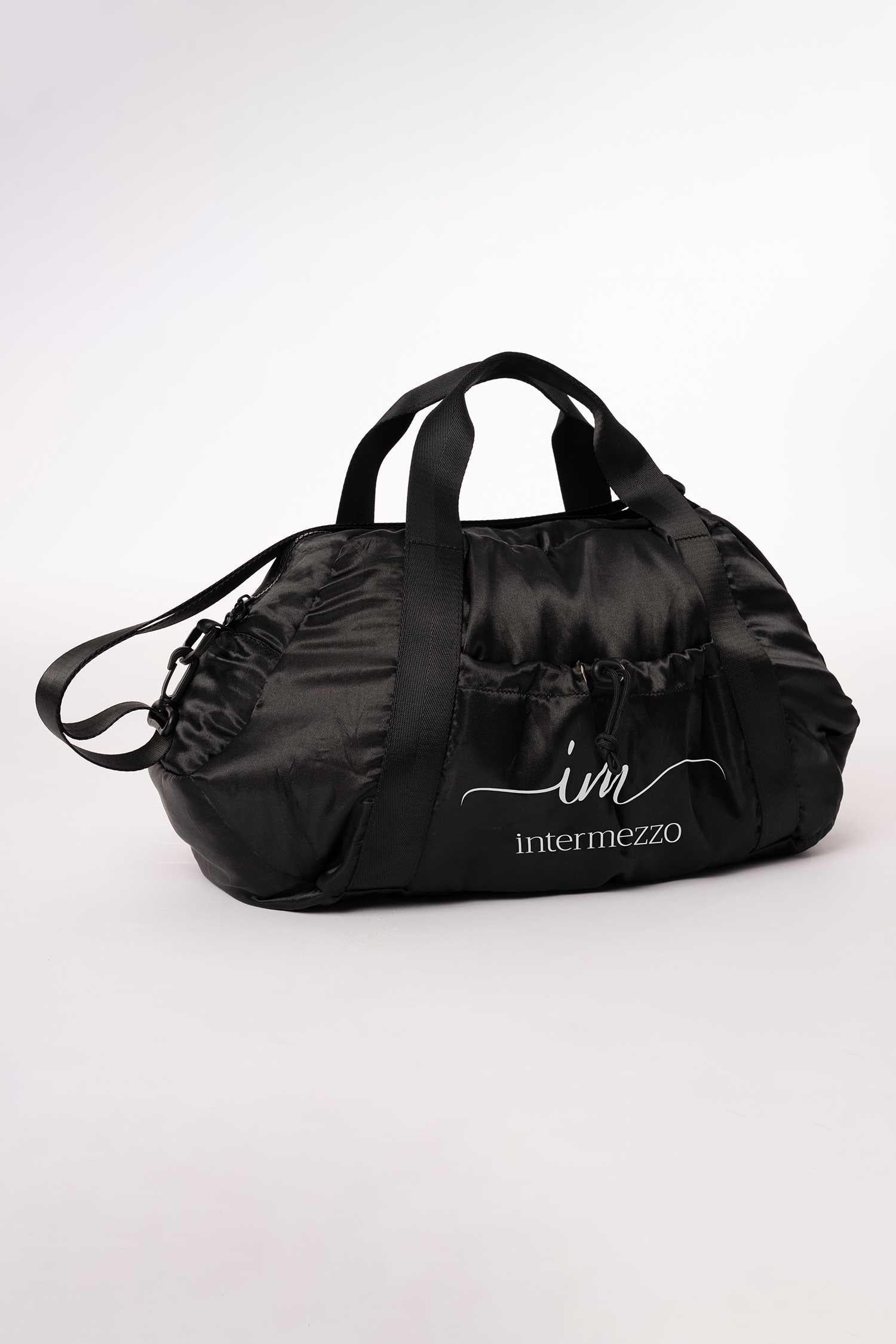 Intermezzo Fenella 9112 black dance bag angled view with shoulder strap