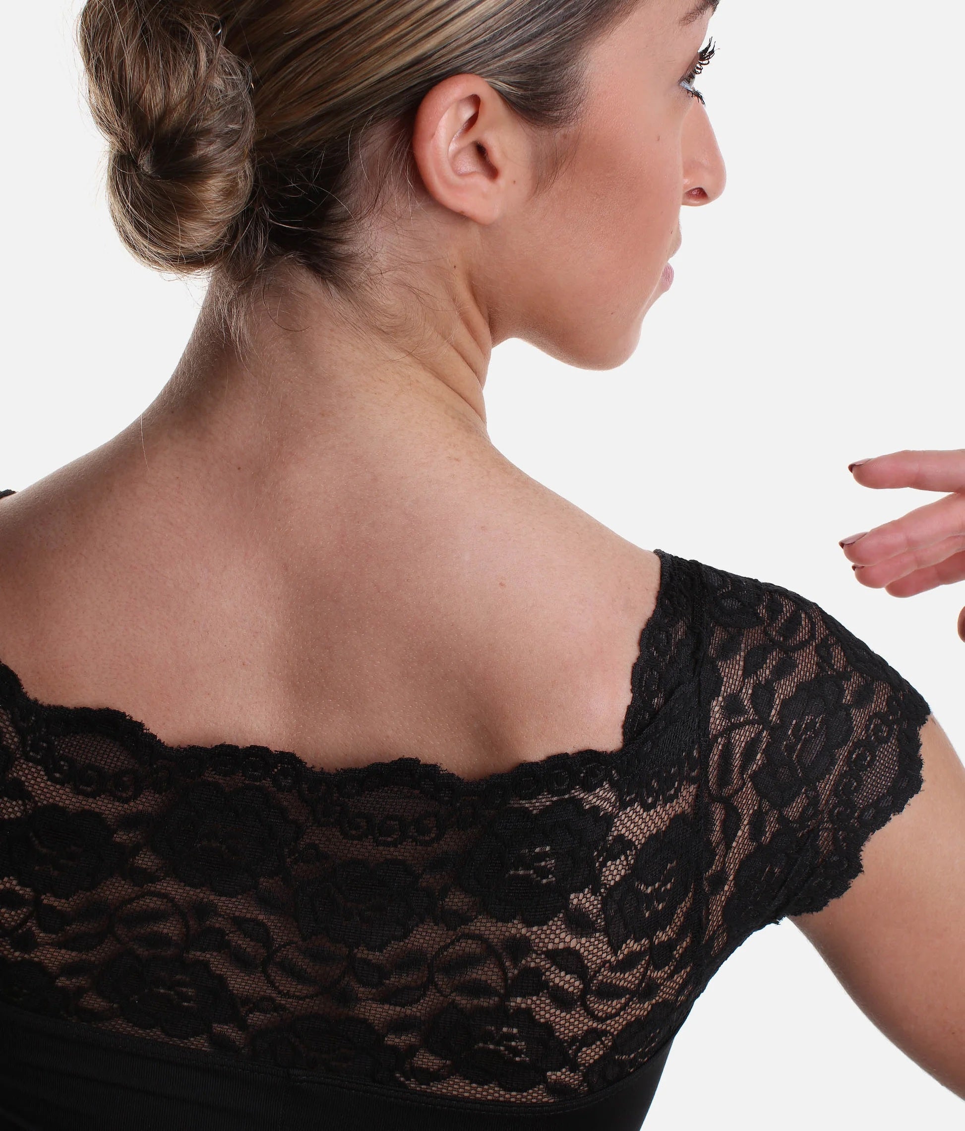 Lace shoulder detail So Danca SL16 leotard