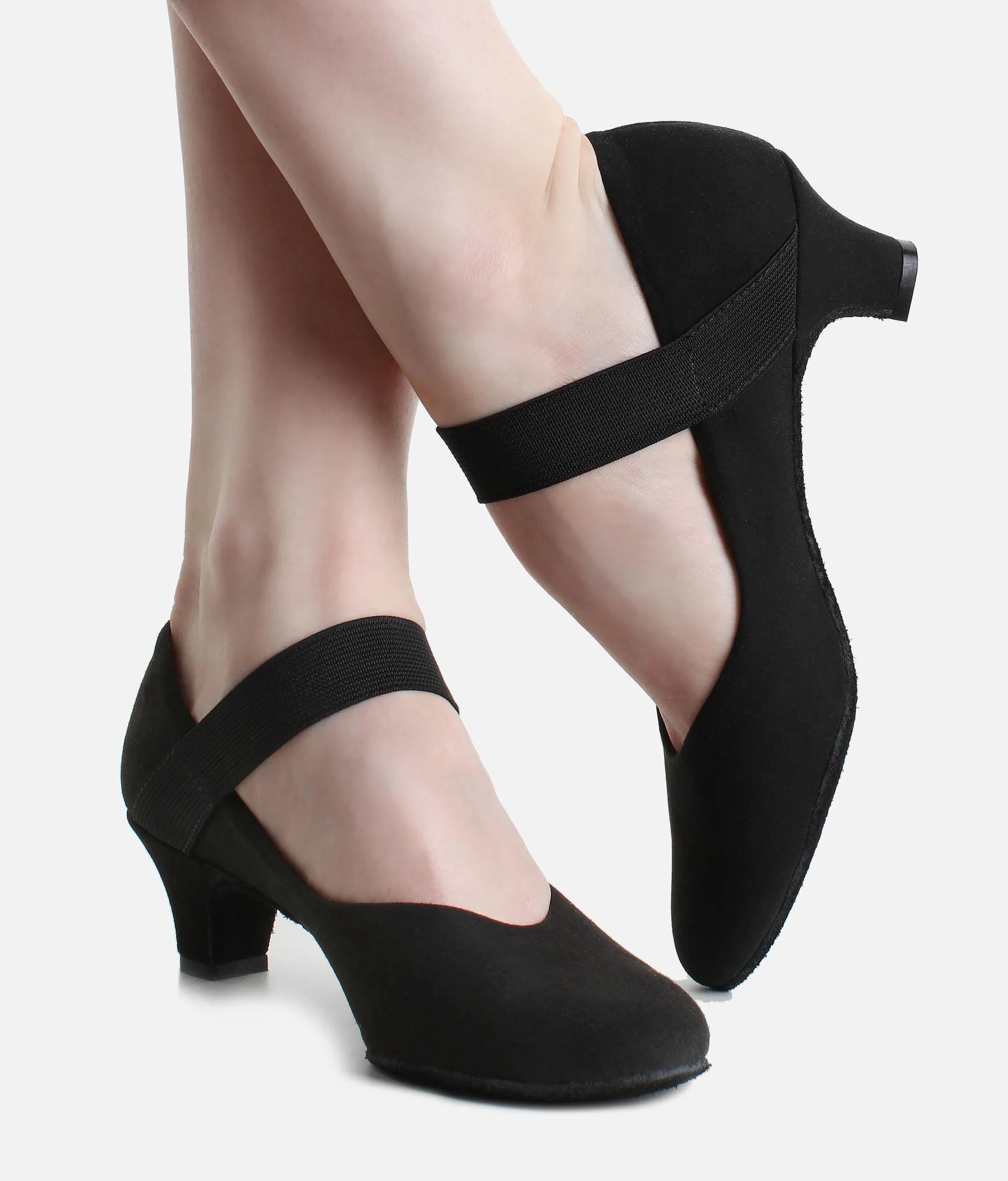 Ladies low heel ballroom dance shoes side view