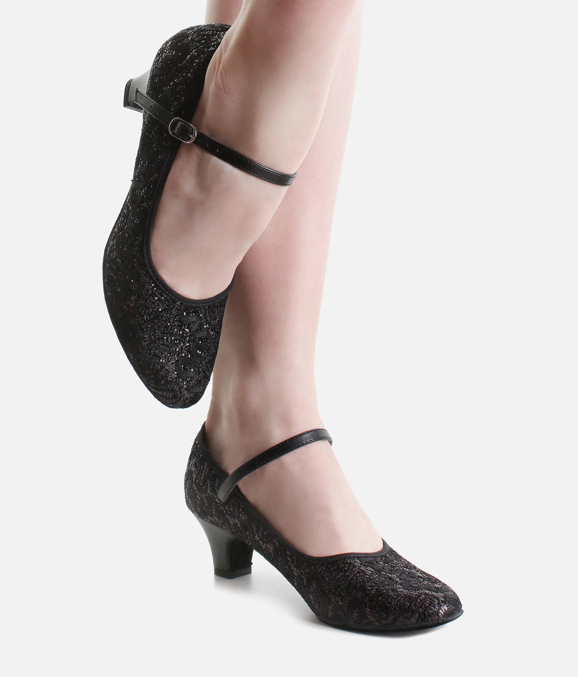 Low heel ballroom dance shoes So Danca BL502 worn front view