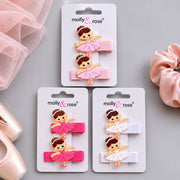 “Set of two Molly & Rose ballerina beak hair clips in pink, light pink and white colour options”