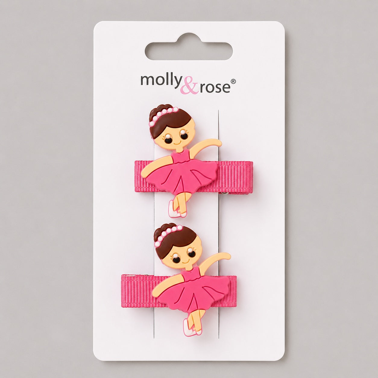 “Dark pink Molly & Rose ballerina beak hair clips with ballet dancer design for girls”