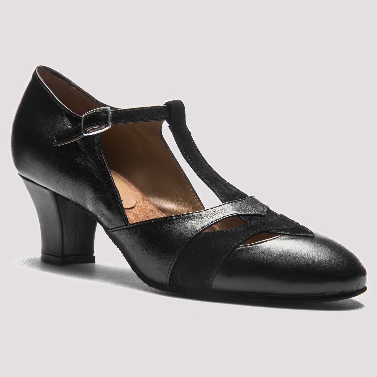 Rumpf 9233 Leather Social Dance Shoes in Black - angled side view