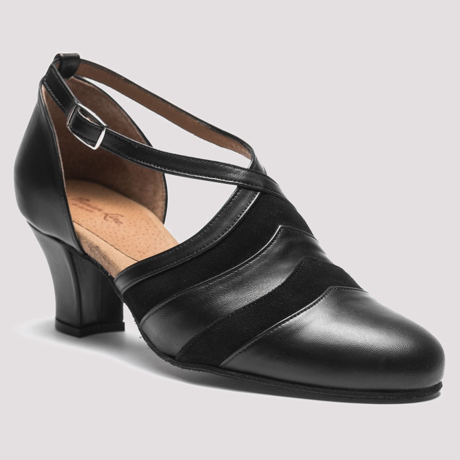 Rumpf 9240 Leather Social Dance Shoes in Black - angled side view