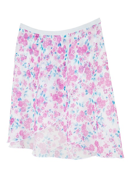 Floral chiffon ballet wrap skirt girls elastic waistband lightweight dance skirt
