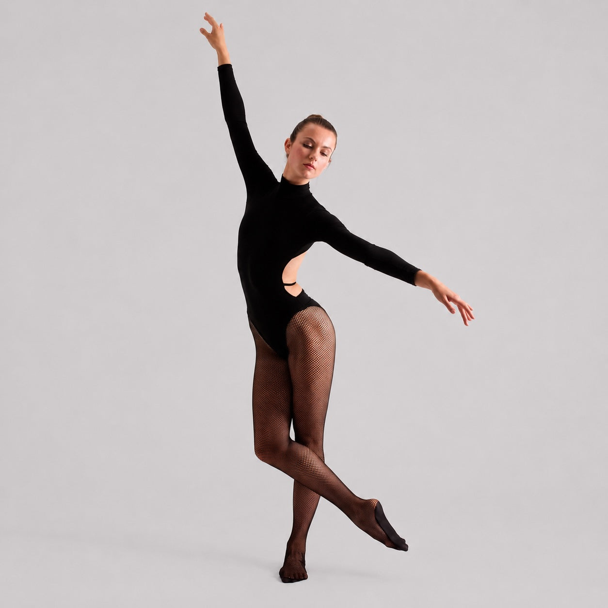 Silky High Performance professional fishnet dance tights in Black worn by dancer