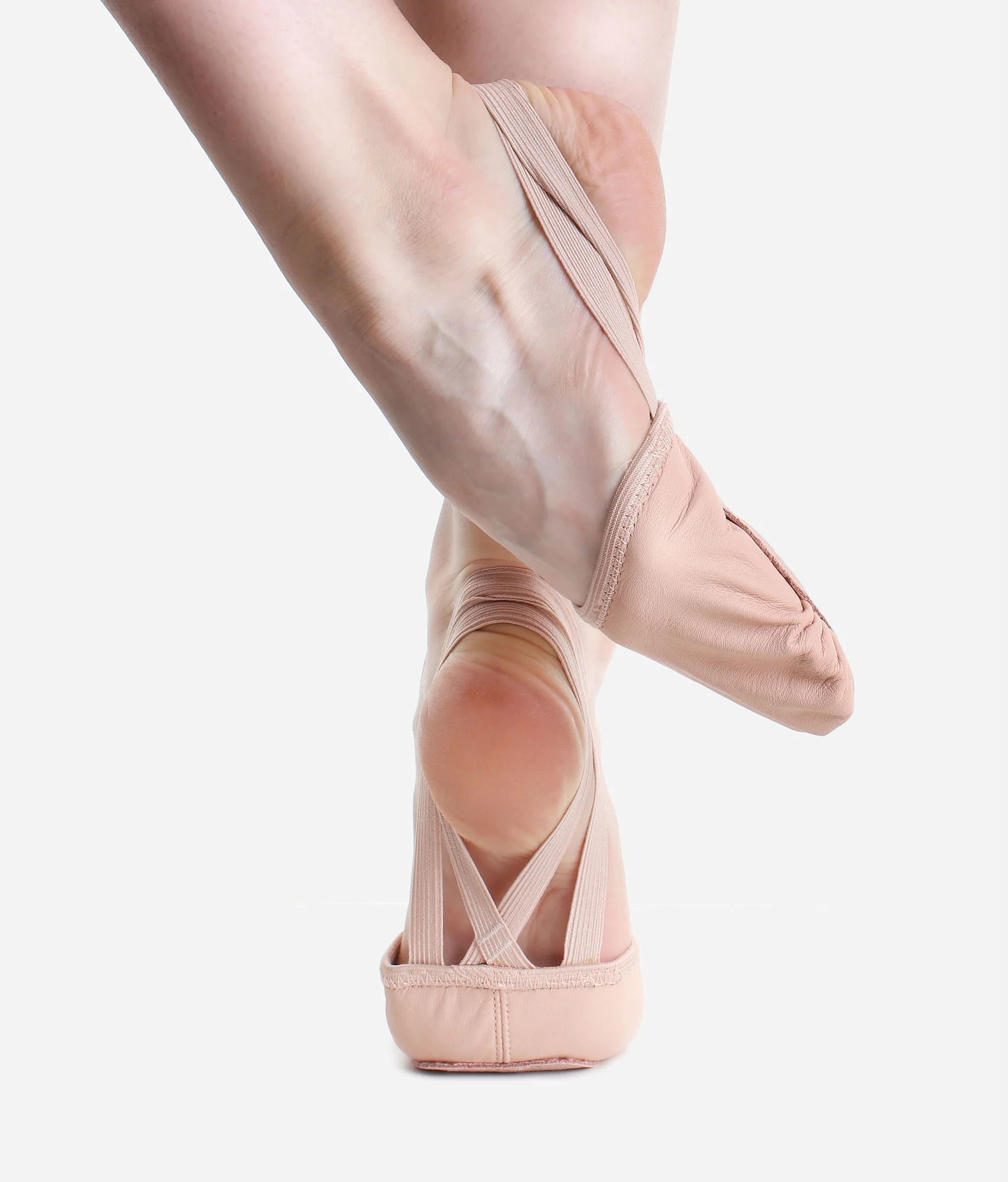 Back view of So Danca BA42 leather half sole dance shoes on dancer's feet