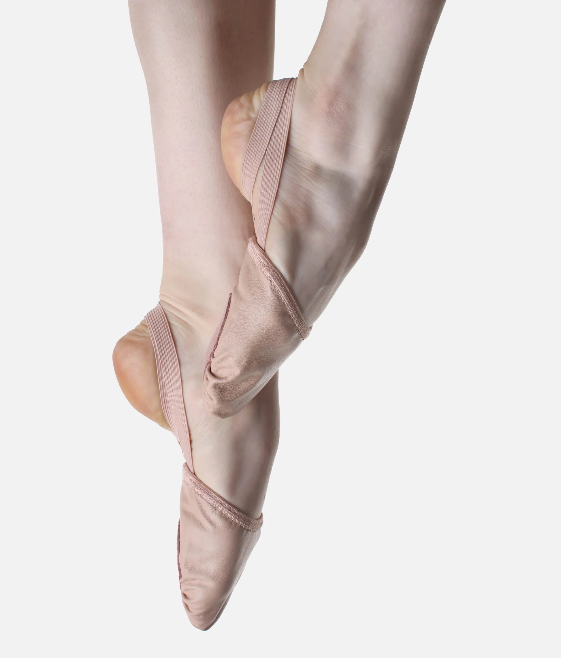 Front view of So Danca BA42 leather half sole dance shoes on dancer's feet