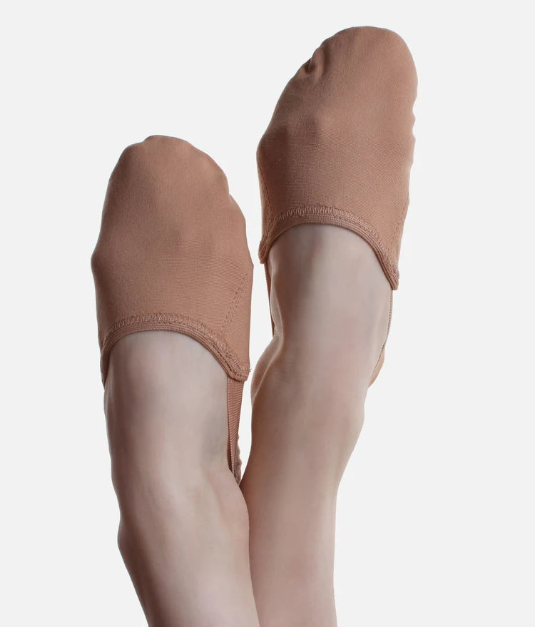 Nude So Danca BA45 stretch canvas half sole dance shoes shown from the top on dancer's feet