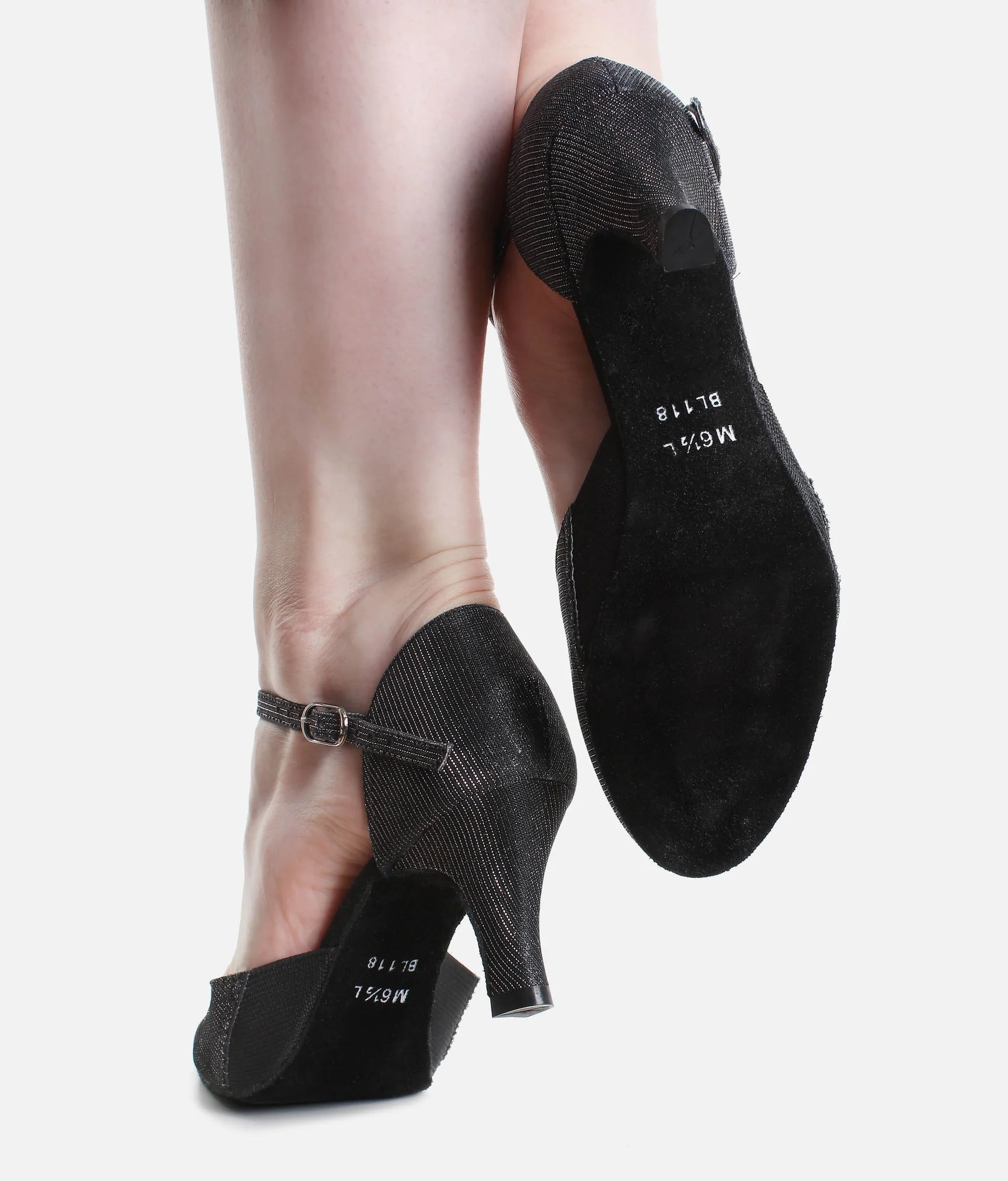 So Danca BL118 black ballroom dance shoes sole and heel view