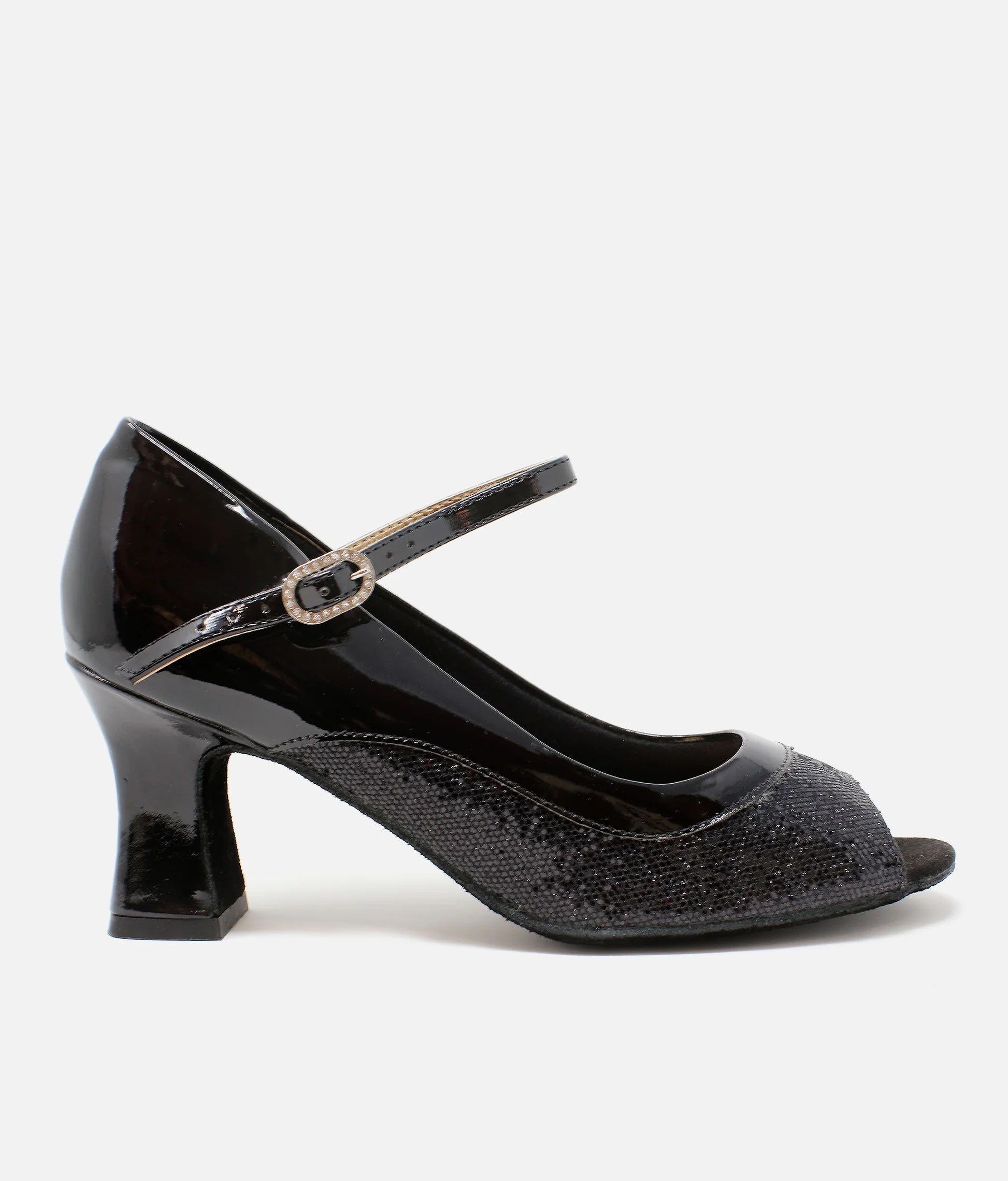 Side profile of So Danca BL194 black ballroom court dance shoe
