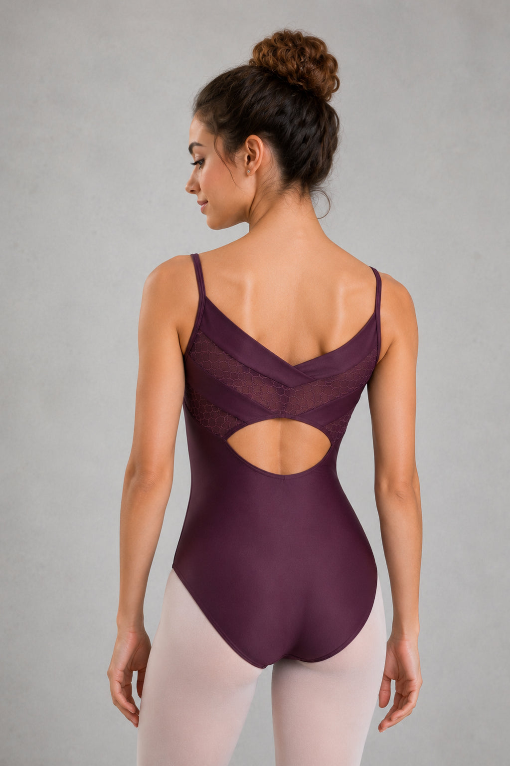 So Danca Ravena BY64 ballet leotard in hot chocolate back view featuring decorative mesh back