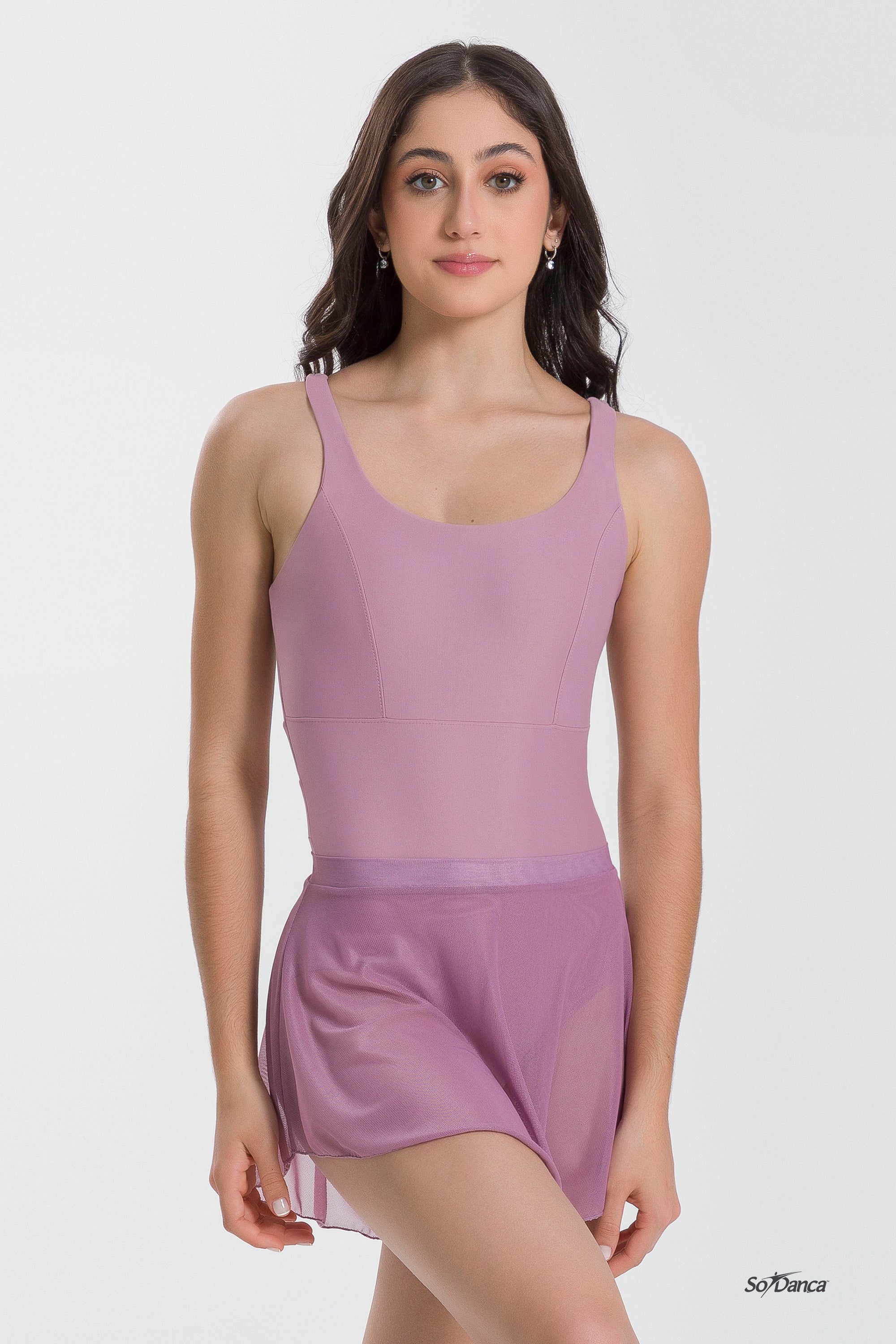 So Danca BY77 Naiara pull on ballet skirt vintage mauve front view