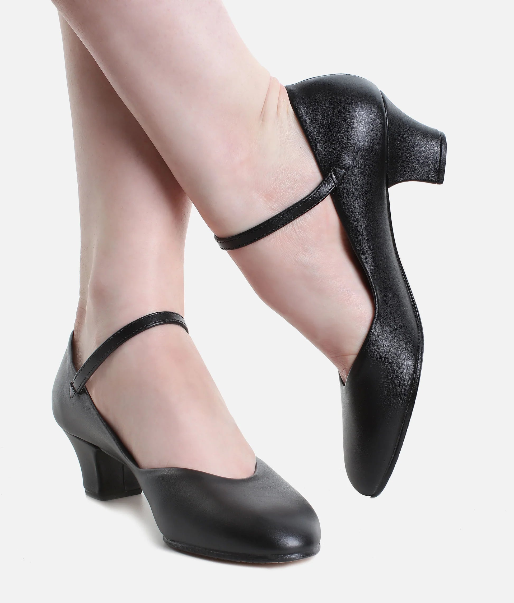 So Danca CH50 character shoes black worn ankles crossed