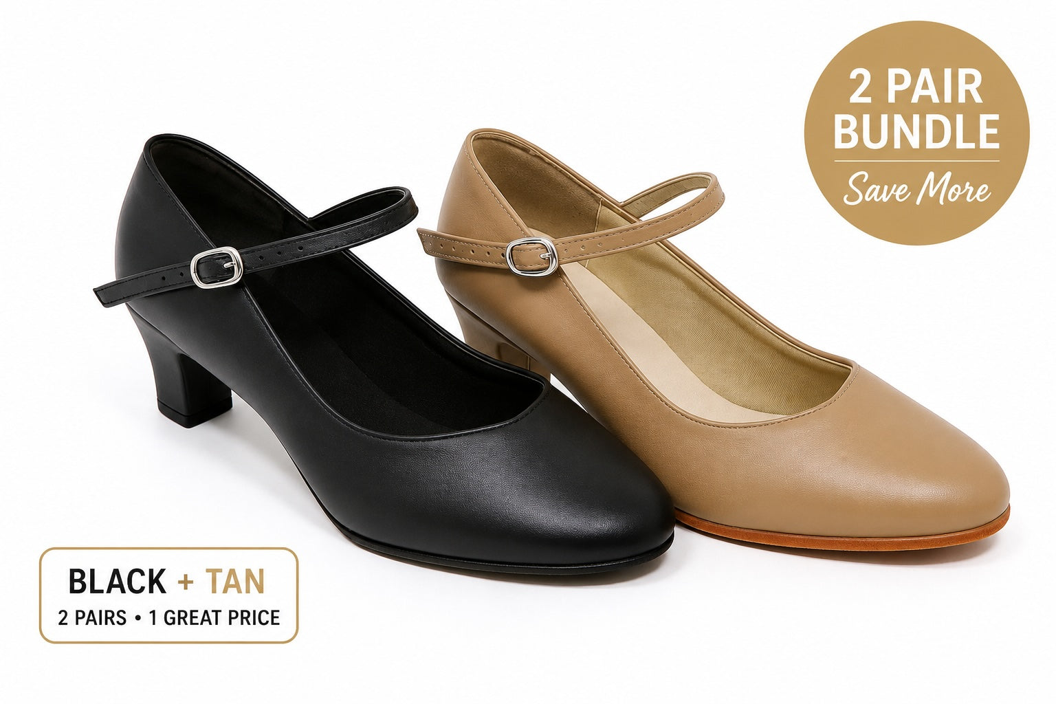 So Danca CH50 character shoes bundle in black and tan with 2 pair offer