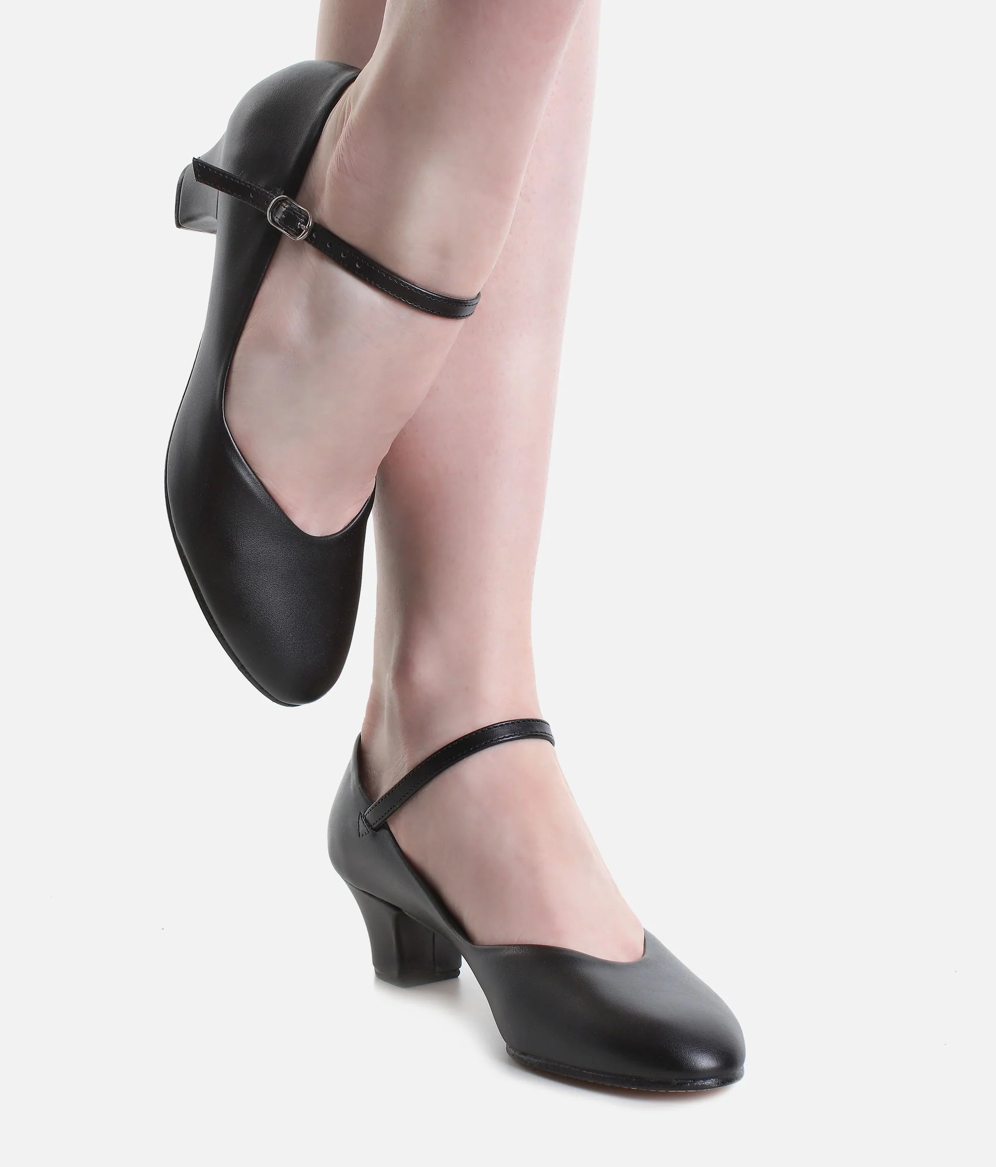 So Danca CH50 low heel character shoes black worn front view