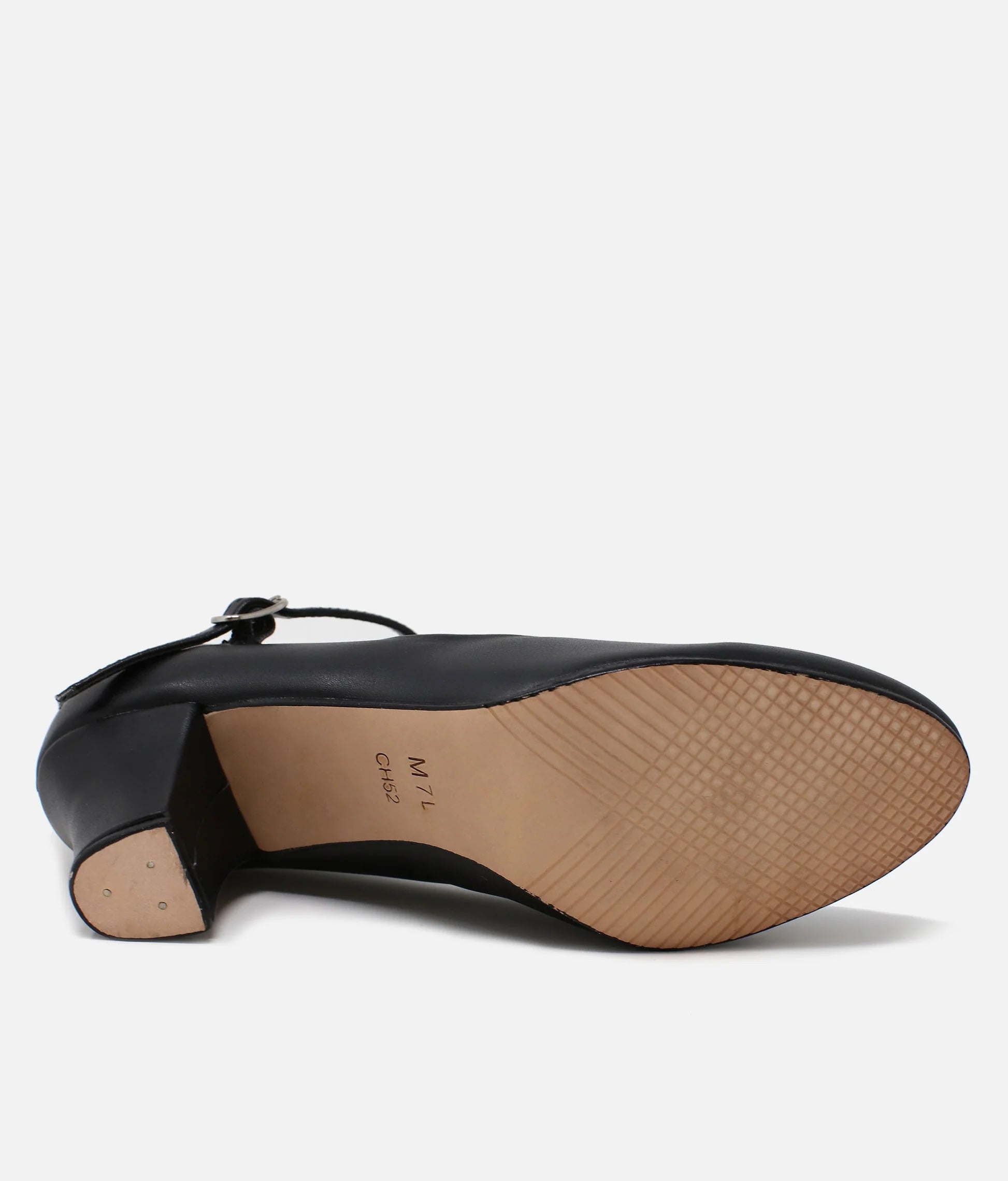 So Danca CH52 black character dance shoes sole and side view single shoe