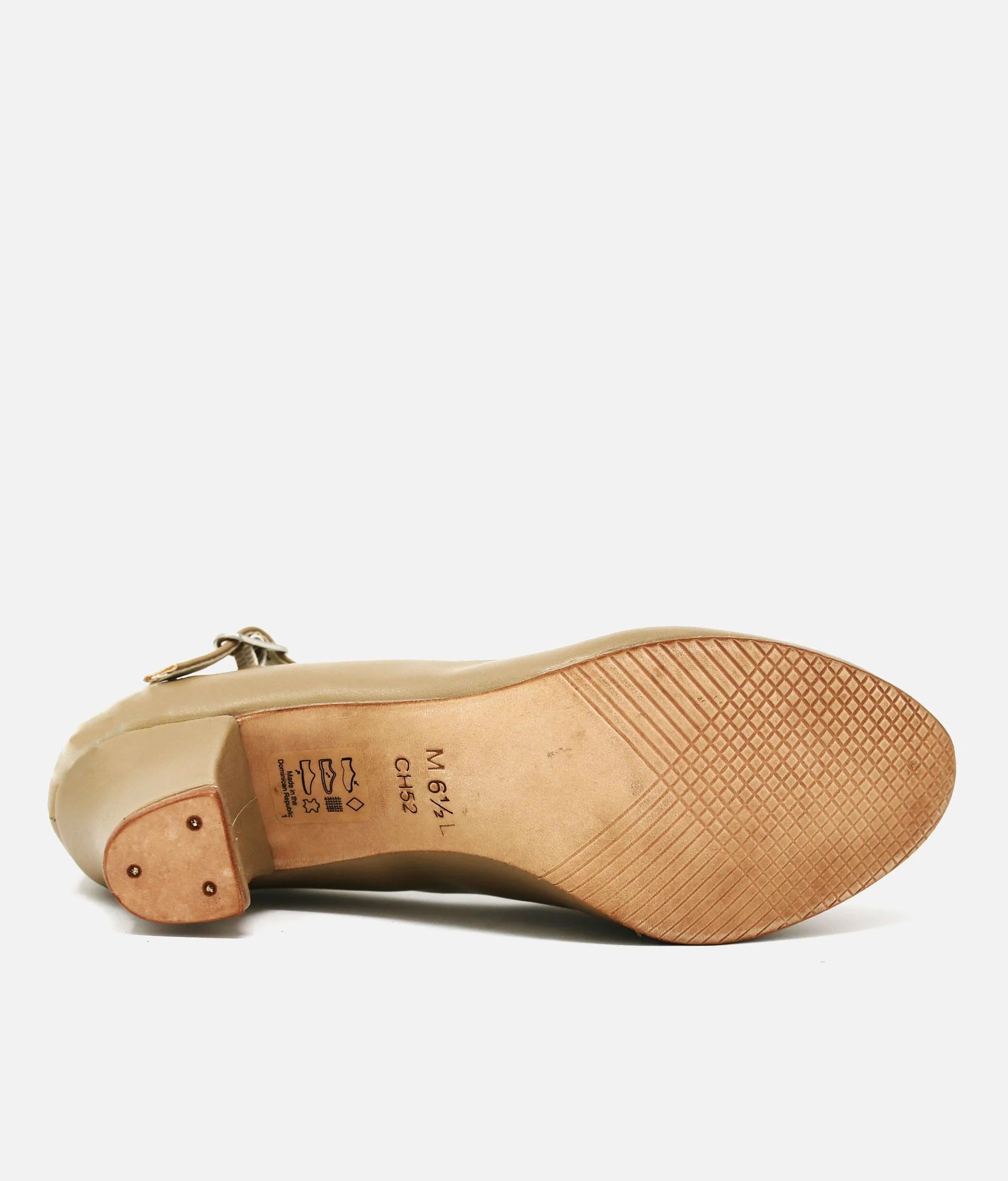 So Danca CH52 tan character dance shoes sole and side view single shoe