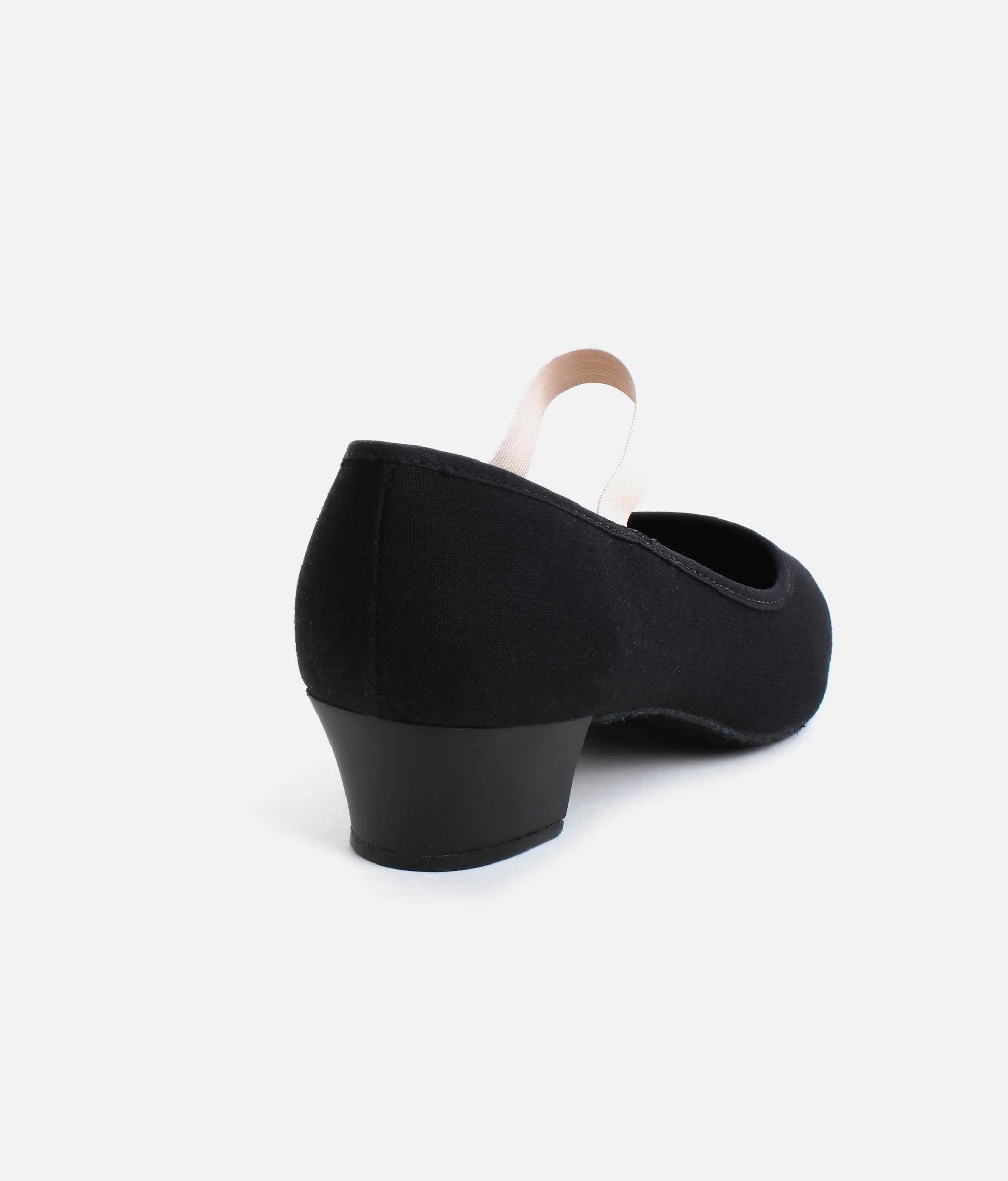 Heel detail of So Danca RO14 black Cuban heel character shoes