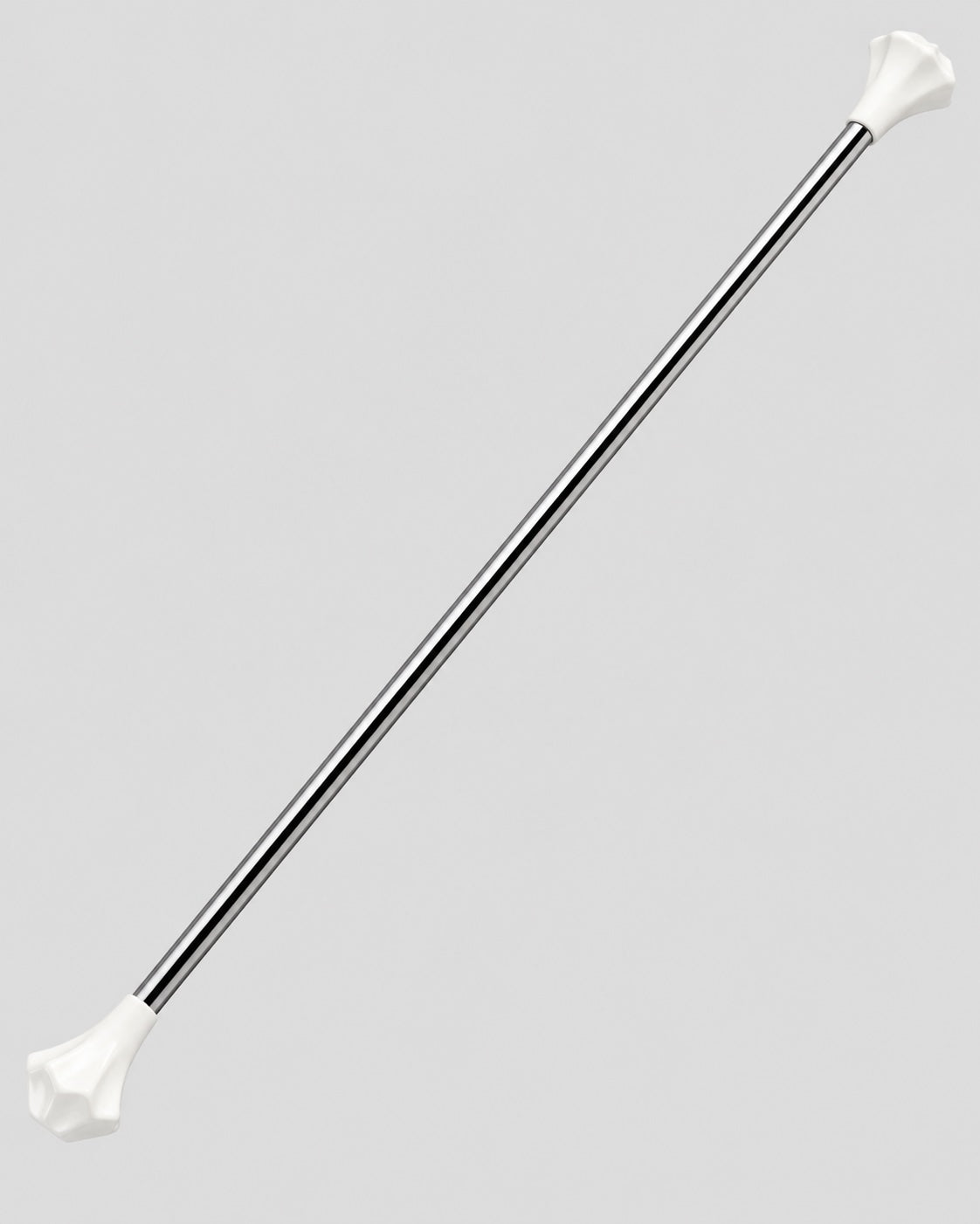 Starline Super Star professional twirling baton with polished silver 3/8-inch shaft and white star-shaped rubber ends, shown diagonally on a white background.