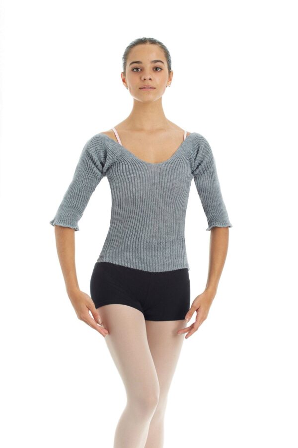 warmup warm up knit crop top intermezzo grey dance ballerina dancewear