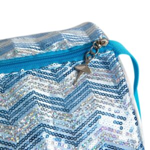 blue sequin dance bag with ballerina strips ballet dance